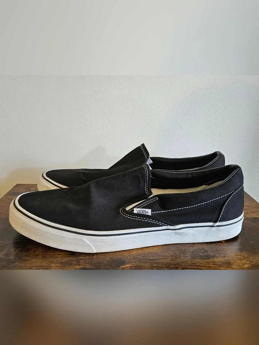 Mens Vans Black Canvas Slip-On Loafers